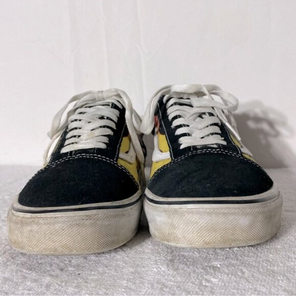 Vans Unisex Old Skool Low Top Lace Up Yellow Red Flame Skate Shoes 10.5 - Picture 11 of 12